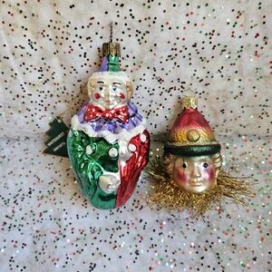 Festive Christborn European Clown and Jester Glass Ornaments